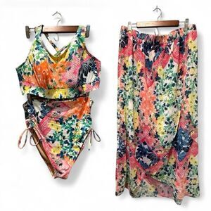 Swim by Cacique Lane Bryant Bikini Set With Skirt Plus Size 14